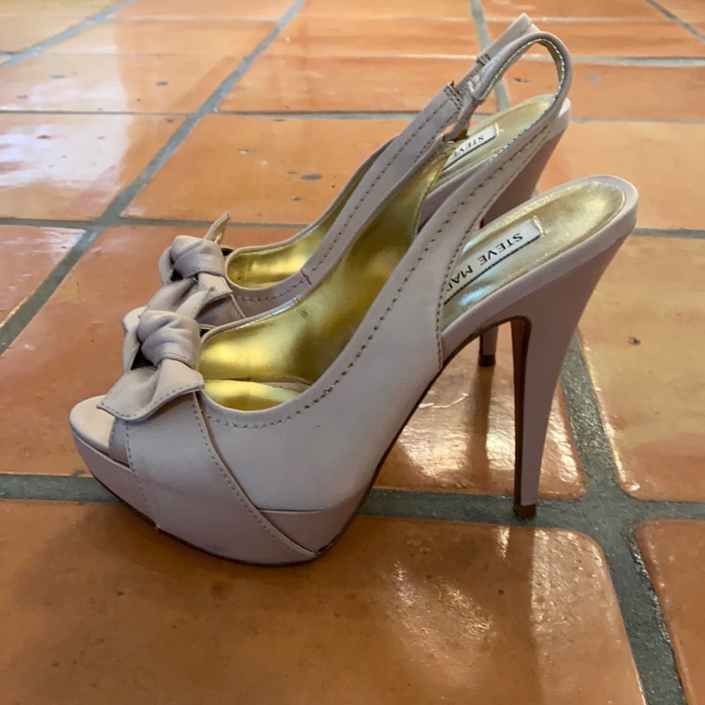 Champagne satin Platform heels